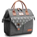 Lekesky Kühltasche Damen Lunchtasche Isolierte für Frauen Auslaufsichere Weit Geöffnete Lunchbox, 11L, Grau