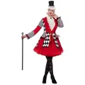 Metamorph Kostüm Harlekin Jacke für Damen, Damenjackett für Zirkus, Clowns und Karneval rot 38
