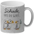 speecheese Tasse Schade dass du gehst Papageitaucher Glitzer Kaffeebecher Abschied