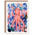 Krake Korallenriff Matisse Stil Muster Karte zur Geburt