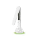 MediaRange Elegante LED Schreibtischlampe mit LCD Anzeige, Schreibtischleuchte mit 3 regulierbaren Helligkeitsstufen, 180° Schwenkgelenk, Touch-Tasten zur komfortablen Bedienung, Farbe weiß
