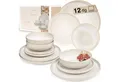 SÄNGER Tafelservice Korfu Geschirrset (12, 16, 24, 36 Teile) (12-tlg), 4 Personen, Steingut, Creme Beige, Handmade Premium Collection
