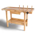 BAMATO Hobelbank WORK-1260 Massivholz 8 Bankhaken Spannzange Werkbank Schublade