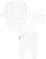 TupTam Baby Mädchen Jungen Bekleidungsset Langarmbody Hose Mütze mit Aufdruck Spruch 3 teilig, Farbe: Sternchen Schwarz Beige Ecru, Größe: 68