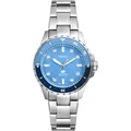 Quarzuhr FOSSIL "FOSSIL BLUE DIVE LADIES", silber (silberfarben, hellblau), Armbanduhren, Damen, Armbanduhr, Damenuhr, Edelstahlarmband, bis 10 bar wasserdicht