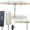 XXL Doppelsonnenschirm 450cm x 260cm mit Handkurbel