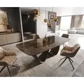 DELIFE Esstisch Edge Boot 240x120 Keramik Laminam® Emperador Extra Lucidato Dunkelbraun Infinity Metall Effektfinish Titan - Braun/Dunkelbraun
