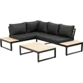 Greemotion Lounge-Set Rio, mit Teakholz-Teilen Schwarz Holz - Grau