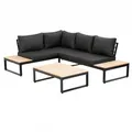Lounge-Set Rio mit Teakholz-Teilen 3-teilig Tabletts Tischplatte Alu Gestell neu