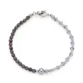 JEWELS BY LEONARDO Armband Clip & Mix Manon • Arm-Schmuck aus silberfarbenem Edelstahl • grau-blaue Glasperlen und dunkelblaue Perlen aus Catseye • 19 cm Länge • Schmuck Geschenk für Frauen • 025566