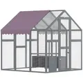 PawHut Hühnerstall 1,68x1,83x1,82 m, mit Schloss, wasserdichtem, Anti-UV Dach, aus Tannenholz, für Hühnerkäfig, 6-8 Hühner, Kleintiere, Grau