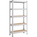 SONGMICS Schwerlastregal, Kellerregal, Lagerregal, 30 x 75 x 150 cm, Regal mit Stahlgestell, bis 650 kg belastbar, 5 verstellbare Ablagen, silbern GLR030E01