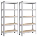 SONGMICS Schwerlastregal, 2er Set, Kellerregal, 30 x 75 x 150 cm, Silbern 