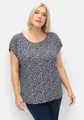 sheego Große Größen: Shirt mit floralem Minimal-Alloverdruck, tiefblau gemustert, Gr.40/42-56/58 15553502262