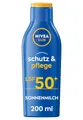 NIVEA SUN Schutz & Pflege Sonnenmilch LSF 50+ (200 ml), Sonnencreme für 48h Feuchtigkeit mit Vitamin E, sofortiger Sonnenschutz vor UVA-/UVB-Strahlen