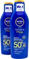 2x NIVEA SUN Schutz & Pflege Sonnenschutz Sonnencreme 50+ LSF Wasserfest 200 ml