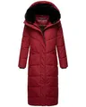 Navahoo Damen Wintermantel warmer Steppmantel extralang mit abnehmbarer Kapuze Hingucker XIV Dark Red Gr. S