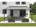 SOLUNA Pergola mit Stoffdach 3,5x4,5 Stoff Dessin S1469 Gestell RAL 7016 anthraz