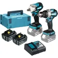 Akku-Kombo-Kit DLX2533TJ, Akku-Bohrschrauber DDF489Z + Akku-Schlagschrauber DTW300Z, 18Volt (blau/schwarz, 2x Li-Ionen Akku 5,0Ah, MAKPAC) - Blau