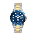 Fossil Blue uhr für Herren, Quarzwerk mit Edelstahl- oder Lederarmband, Blau und Goldton, 42MM