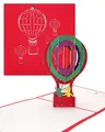 Pop Up Karte „Ballonfahrt - Heißluftballon“ 3D Geburtstagskarten, Einladung als Geschenk verpackt, Deko & Gutschein, Geschenkgutschein