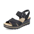 Rieker Damen Klassische Sandalen 67463, Frauen Sandalen,Sommerschuhe,Freizeitschuhe,offene Schuhe,Strandschuhe,schwarz (00),38 EU / 5 UK