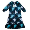 Street One Damen Chiffon Kleid Gr 34 Retroprint Midi 3/4 Arm NEU