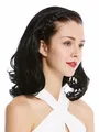Halbperücke Haarteil edel geflochtener Haarreif schulterlang 45cm Locken Schwarz
