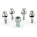 H&R Felgenschloss-Set M12x1.25x36mm Flachbund - 4 Felgenschloss-Schrauben inkl. Adapter, Silber