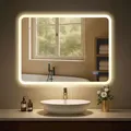 CLP Badspiegel Jericho Anti-Beschlag LED-Beleuchtung dimmbar 3 Licht-Modi Größe 60x80 cm - Transparent