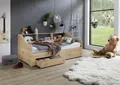 Funktionsbett Rene 90x 200 auf 180 x 200 cm Liegefläche ausziehbar, inkl. 2 Schubladen und Regal, Ausf. Eiche Artisan Nachbildung