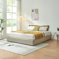 Polsterbett 'Nola' mit Bettkasten 180 x 200 cm Leinen Beige - Beige