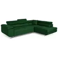 Ecksofa mit Schlaffunktion PASTI L-Form, Sofa Couch mit Bettkasten, Eckcouch, Schlafsofa, Couch mit Schlaffunktion Grün Ottomane Rechts - Grün