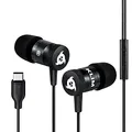 KLIM Fusion In-Ear Kopfhoerer USB-C mit Mikrofon und Memory Foam | Blockt Außenlärm komplett und punktet mit auffälligem Gamer Design, Schwarz