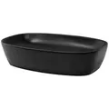 LuxeBath Waschbecken Waschtisch Aufsatzwaschbecken aus Keramik für Badezimmer / Gäste-WC, Aufsatzwaschtisch Handwaschbecken Eckig 60,5x38,5x14 cm Schwarz schwarz Eckig | 60.5 cm x 14 cm x 38.5 cm