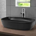 LuxeBath Waschbecken Aufsatzwaschbecken Eckig, 60,5x38,5x14 cm, Schwarz matt, aus Keramik