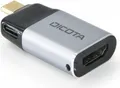 DICOTA - Videoadapter - 24 pin USB-C männlich zu HDMI, 24 pin USB-C weiblich - Silber - Support von 4K 60 Hz, USB-Stromversorgung (100 W) (D32047)