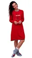 Damen Nachthemd Bigshirt von Normann - auch in Übergrössen bis Gr. 60/62-291 213 90 820, Farbe:rot, Größe2:36/38