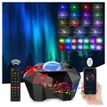 Rosnek LED Nachtlicht Sternenhimmel Projektor, Galaxy Lichter Projektor mit Fernbedienung, LED wechselbar, Rot, Blau, Grün, Weiß, Dimming, Zeitgesteuert, Aurora Star Moon Lichter Projektor schwarz