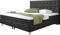 Boxspringbett Köln Plus mit integriertem Topper 180x200 Webstoff Anthrazit