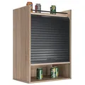 SIMMOB Küchenmöbel Eiche Vorhang Schwarz oder Weiß 4 Fächer 54 x 76,6 x 35,4 cm