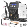 STAHLWERK Schutzgasschweißgerät 3-in-1 Kombi MTM-200 ST – Kombi-Inverter für WIG, MIG/MAG, MMA/E-Hand bis 200 A, synergischer Drahtvorschub, 4-Rollen-Antrieb, Fülldraht geeignet, Stahl, Dünnblech