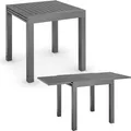 Juskys Gartentisch Laki 70x70 cm ausziehbar - Alu Balkonmöbel Gartenmöbel Anthrazit