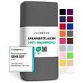 Jacobson Spannbettlaken aus 100% Baumwolle, Jersey Bettlaken 160 g/m2, Spannbetttuch mit Gummizug, pflegeleicht & viele Farben grau 120 - 130 cm x 200 cm