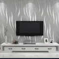 International Wallpaper Moderne, minimalistische Vliestapete mit Wasserpflanzen-Muster, 3D-Wellen, geprägte Tapetenrolle, 0,53 m x 10 m = 5,3 m², QZ0149, silberfarben und Grau