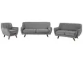 Modernes Sofa Set mit Sessel aus Samtstoff in Grau Bodo