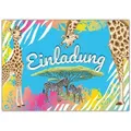 LIMONIA Einladungskarten Safari Einladungen zum Kindergeburtstag Mädchen Jungen Karten Sahara, Einladungskarten mit einem Zebra Giraffe Motiv für Kinder