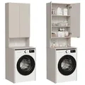 Platan Room Waschmaschinenumbauschrank Badschrank LORA Waschmaschinenschrank Badezimmer Hochschrank 210 x 65 x 50 cm weiß 56 cm