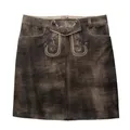 Mini Lederrock aus Lammnappa Trachten Rock Echtleder, Truffle/Natural, 46/3XL