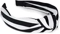 styleBREAKER Damen Haarreif mit Streifen Muster und Knoten im Retro Style, Vintage Look, Haarband, Headband 04027016, Farbe:Schwarz-Weiß